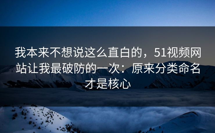 我本来不想说这么直白的,51视频网站让我最破防的一次:原来分类命名才是核心