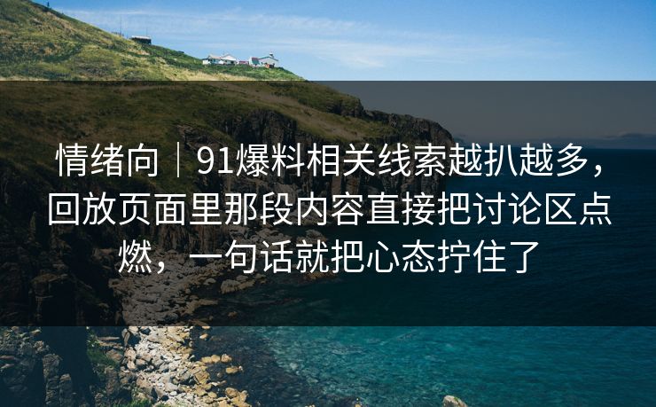 情绪向|91爆料相关线索越扒越多,回放页面里那段内容直接把讨论区点燃,一句话就把心态拧住了